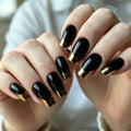 Nail Extension Kit Glossy Black & Gold 24-Piece Press-On