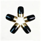 Nail Extension Kit Glossy Black & Gold 24-Piece Press-On