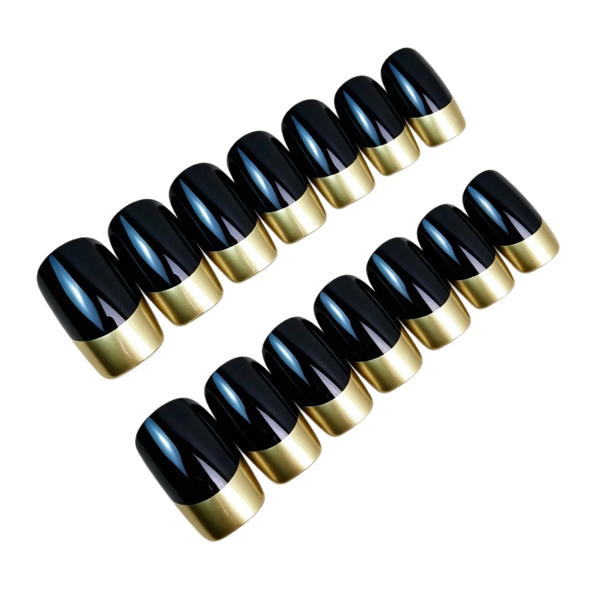 Nail Extension Kit Glossy Black & Gold 24-Piece Press-On