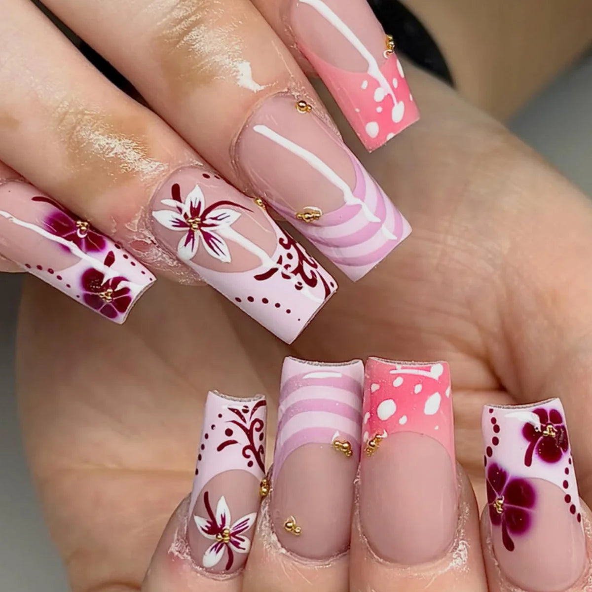Nail Extensions 3D Floral Acrylic Comfort Fit