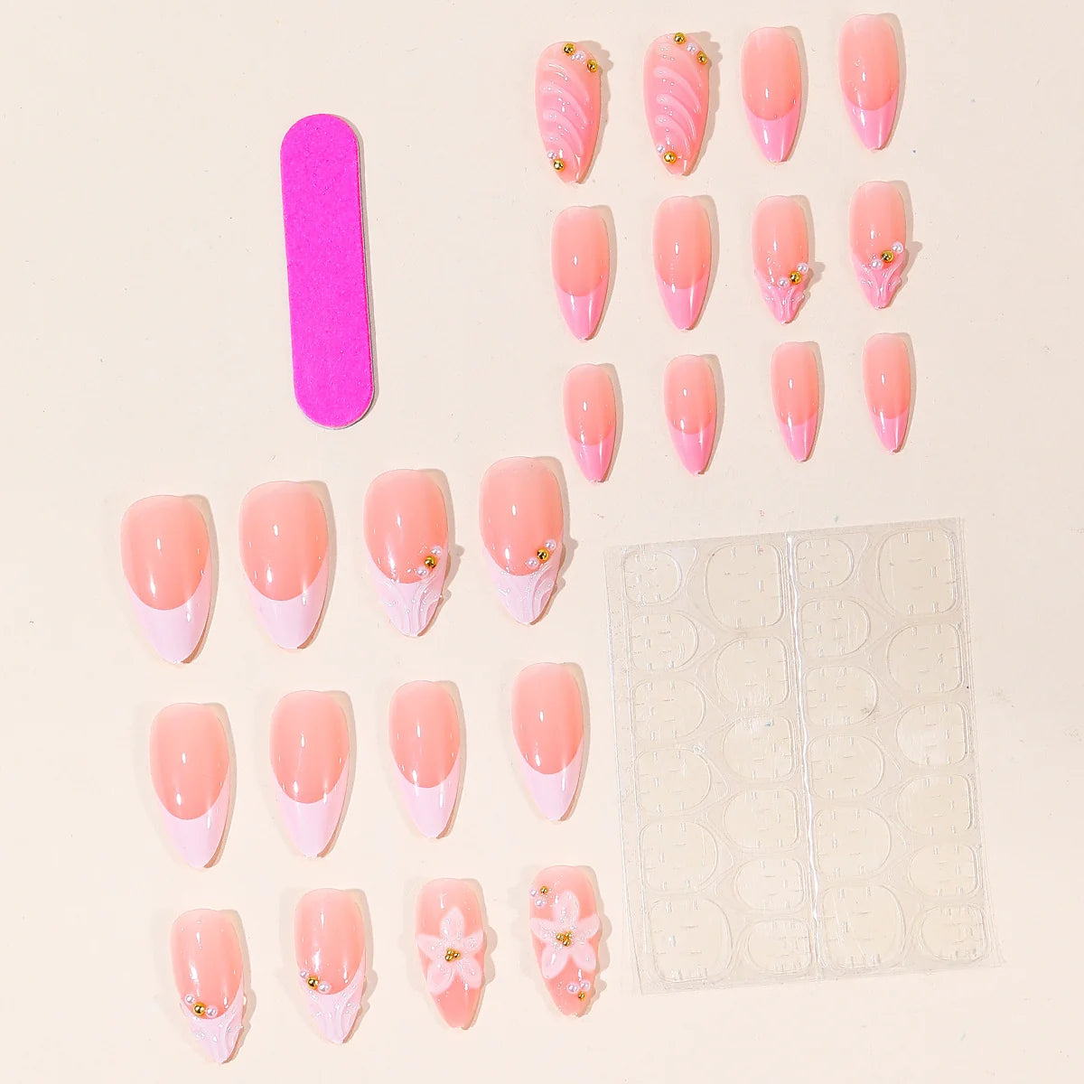 Nail Extensions 3D Floral Acrylic Ready To Wear