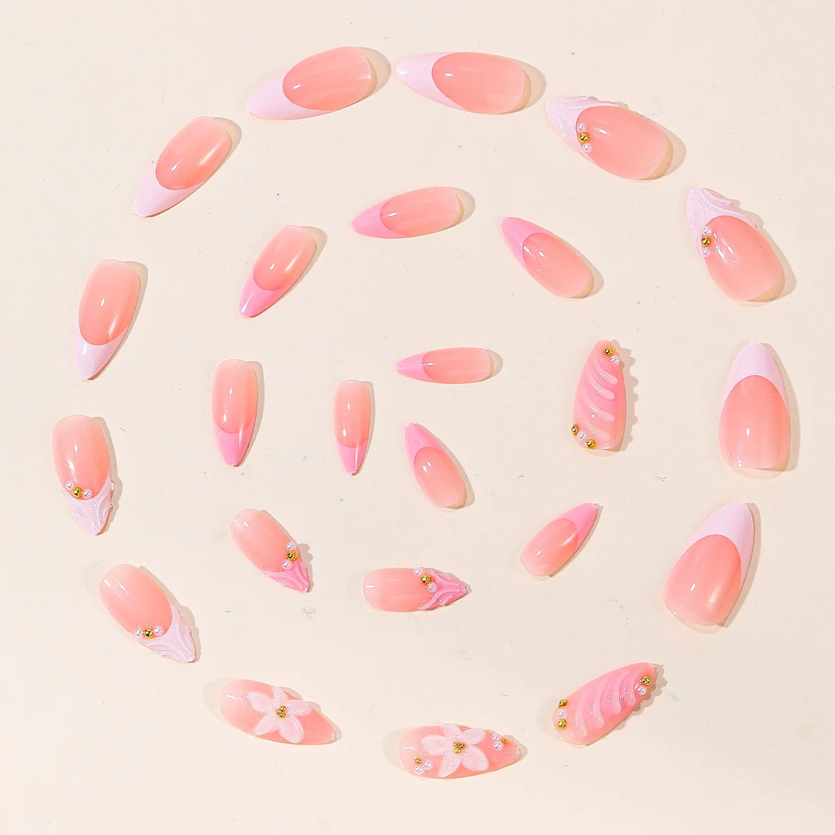 Nail Extensions 3D Floral Acrylic Ready To Wear