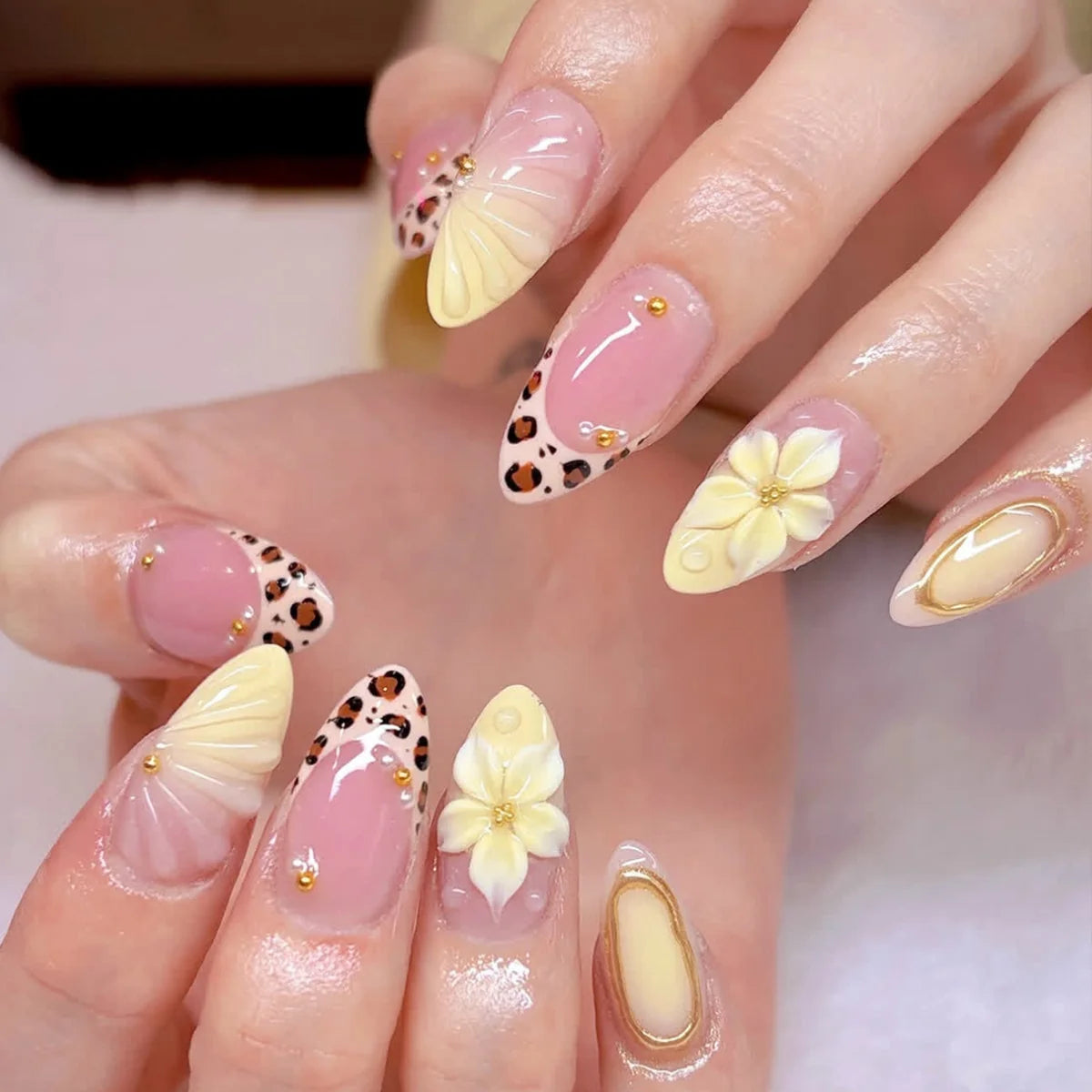 Nail Extensions 3D Floral Adhesive-Free & Non-Toxic