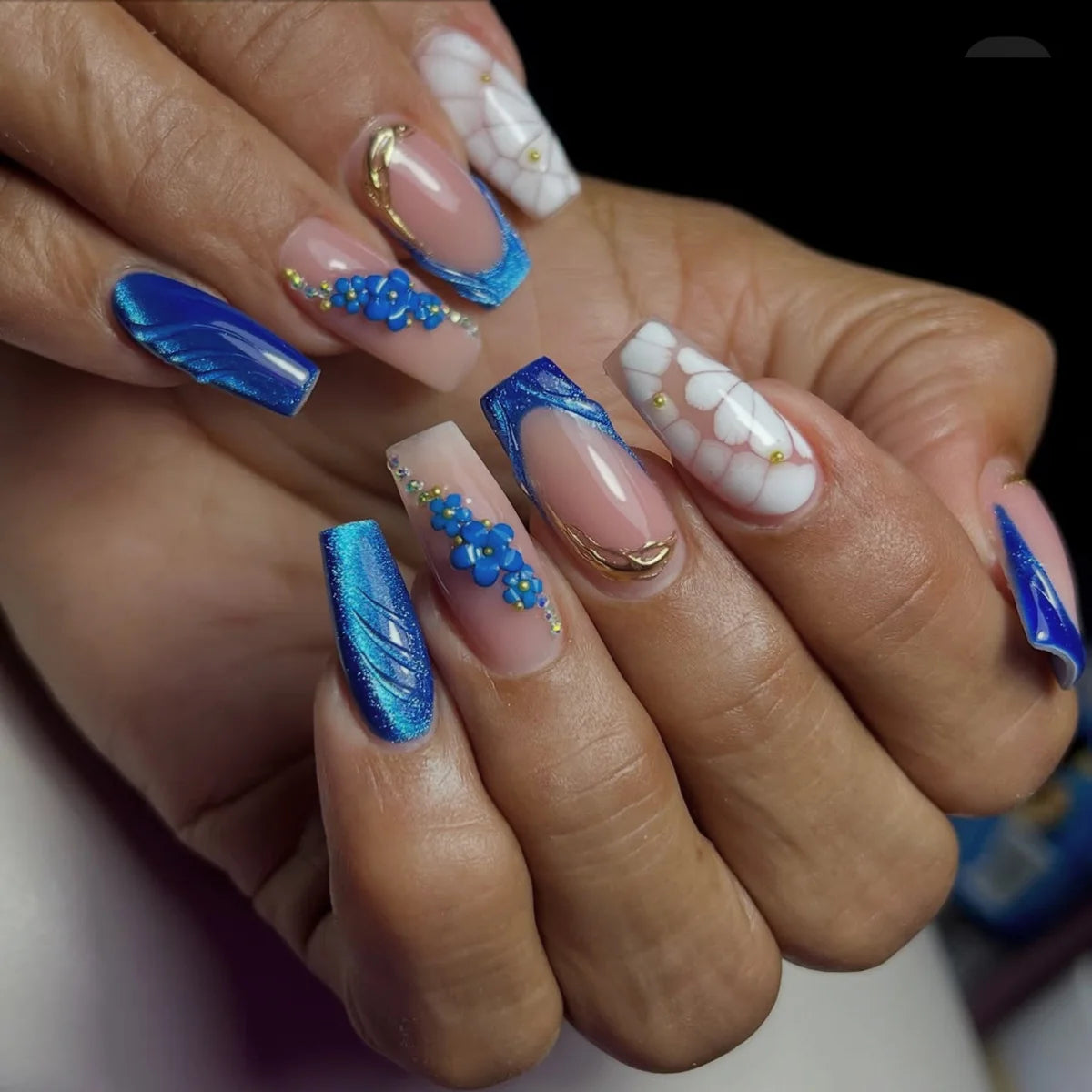 Nail Extensions 3D Floral & Metallic Easy Application