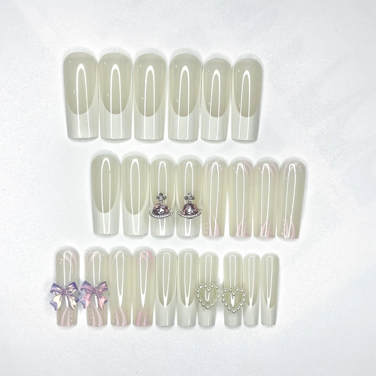 Nail Extensions 3D Gems & Bows Easy Apply