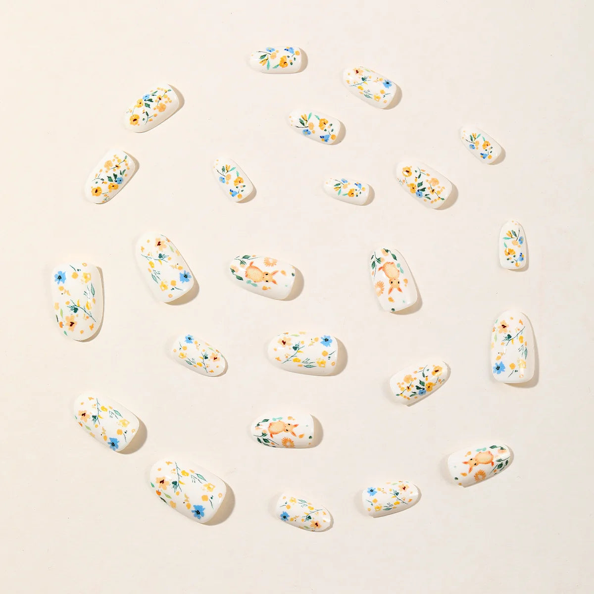 Nail Extensions 3D Hand-Painted Floral Comfortable Fit