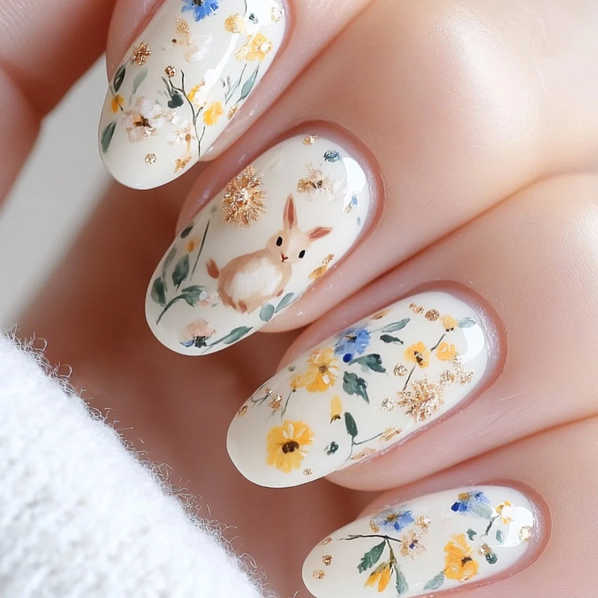 Nail Extensions 3D Hand-Painted Floral Comfortable Fit
