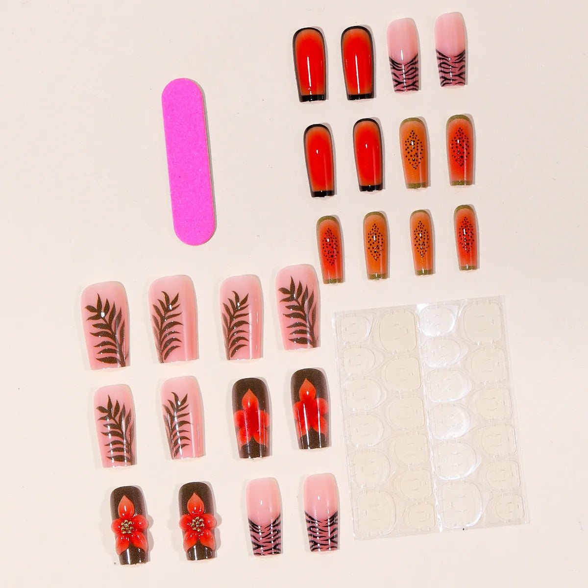 Nail Extensions Acrylic 3D Floral & Patterned Full Coverage