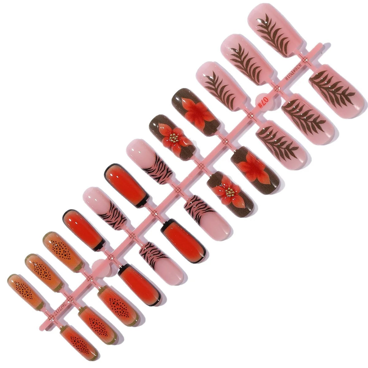 Nail Extensions Acrylic 3D Floral & Patterned Full Coverage