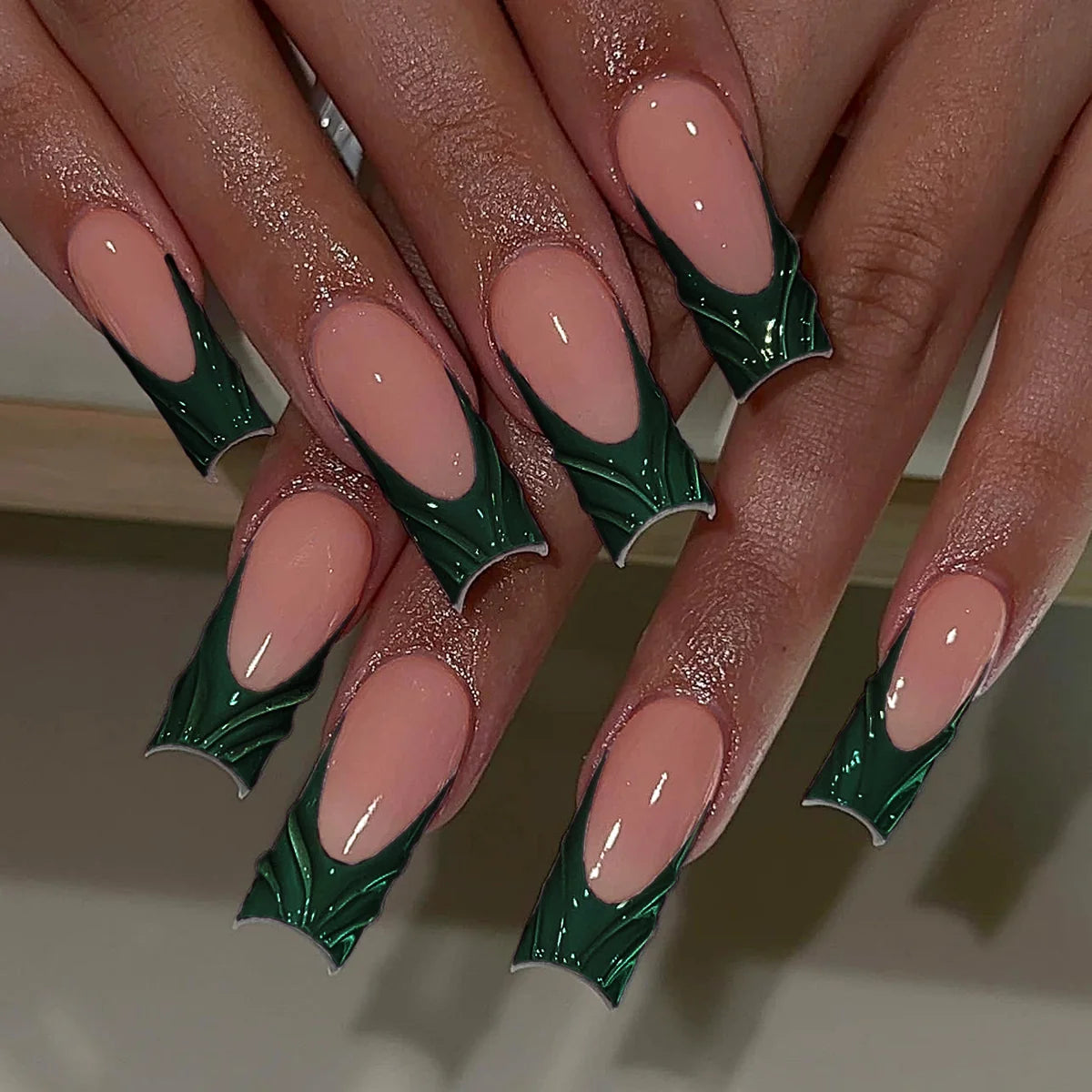 Nail Extensions Acrylic Botanical Design Easy Application