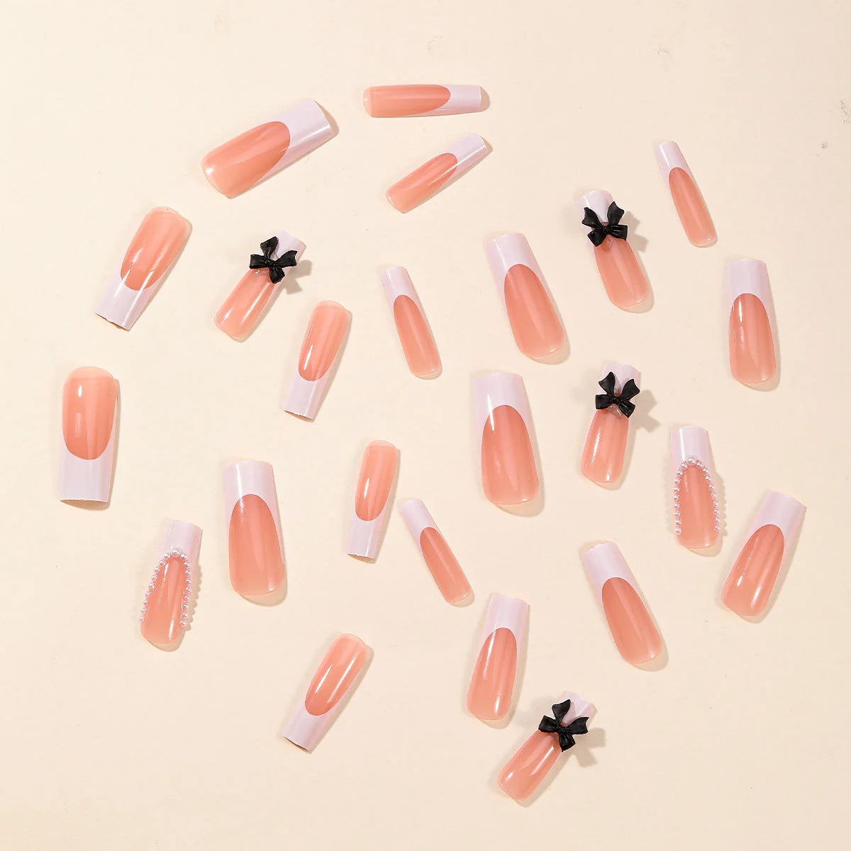 Nail Extensions Acrylic Bow & Pearl Ready To Wear