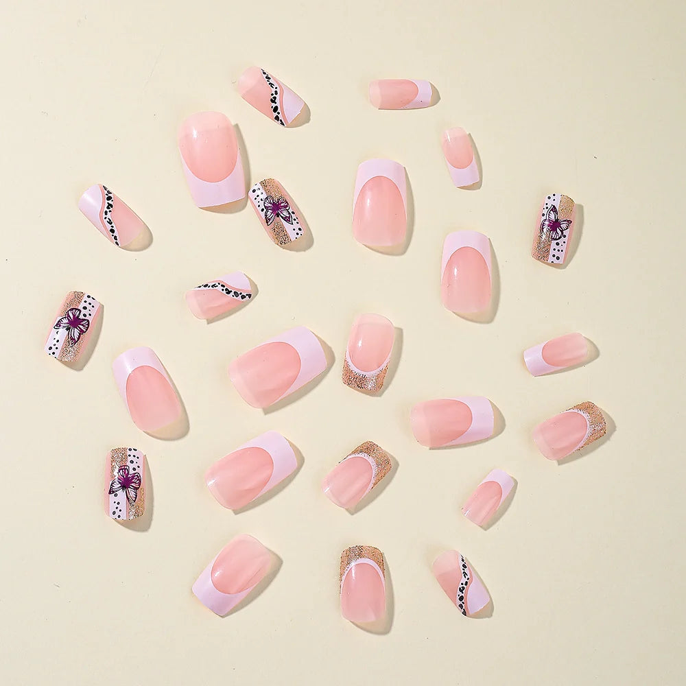 Nail Extensions Acrylic Floral Glitter Comfortable Fit