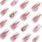 Nail Extensions Acrylic French Tip Floral & Glitter
