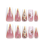Nail Extensions Acrylic French Tip Floral & Glitter