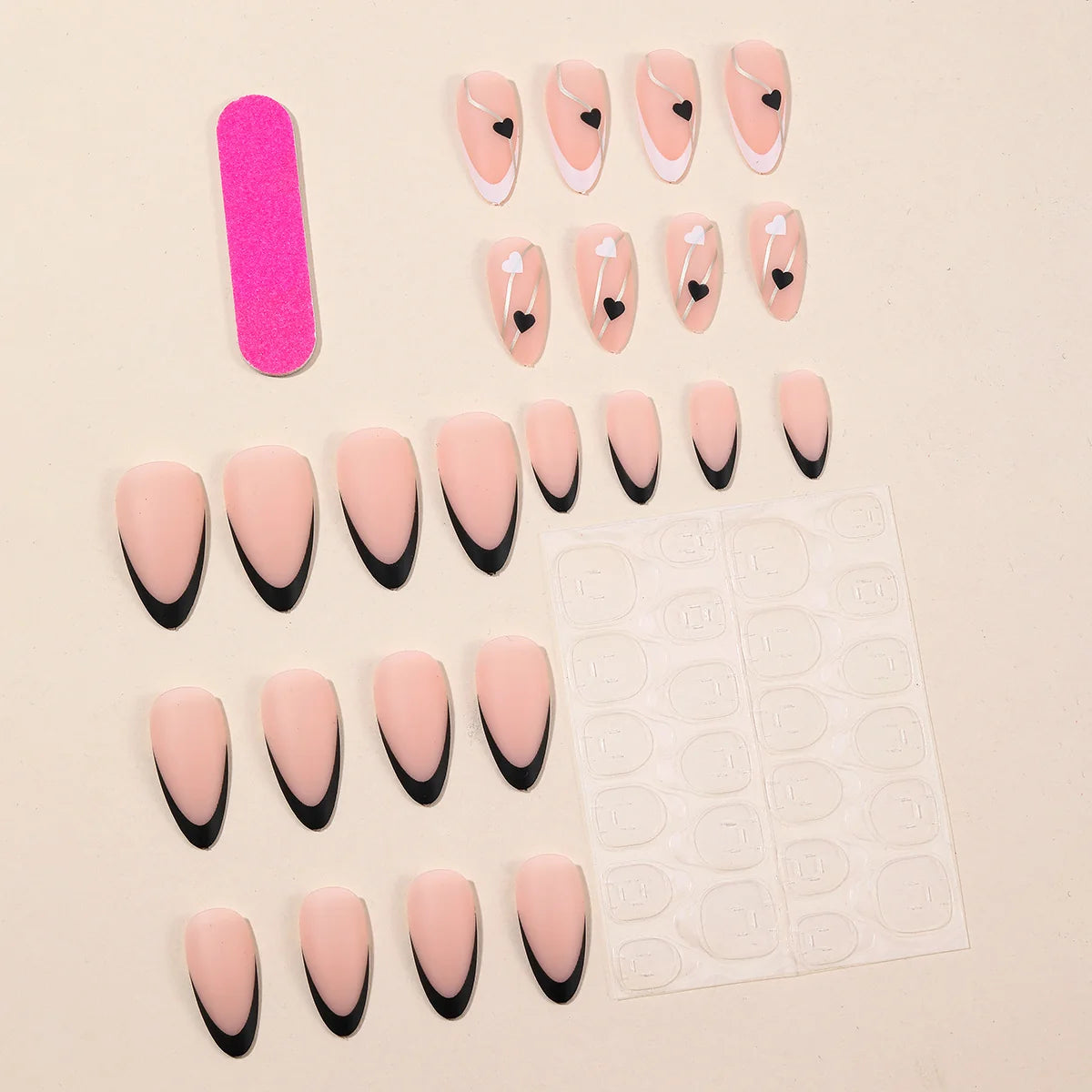 Nail Extensions Acrylic Heart Design Salon-Quality Full Set