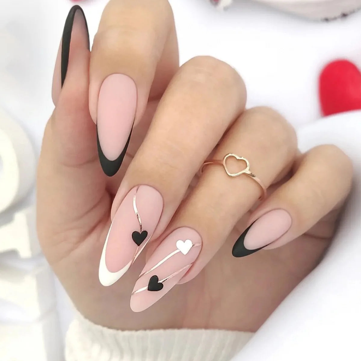 Nail Extensions Acrylic Heart Design Salon-Quality Full Set