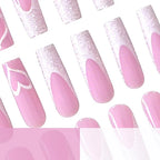 Nail Extensions Acrylic Heart Design Set of 24