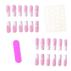 Nail Extensions Acrylic Heart Design Set of 24