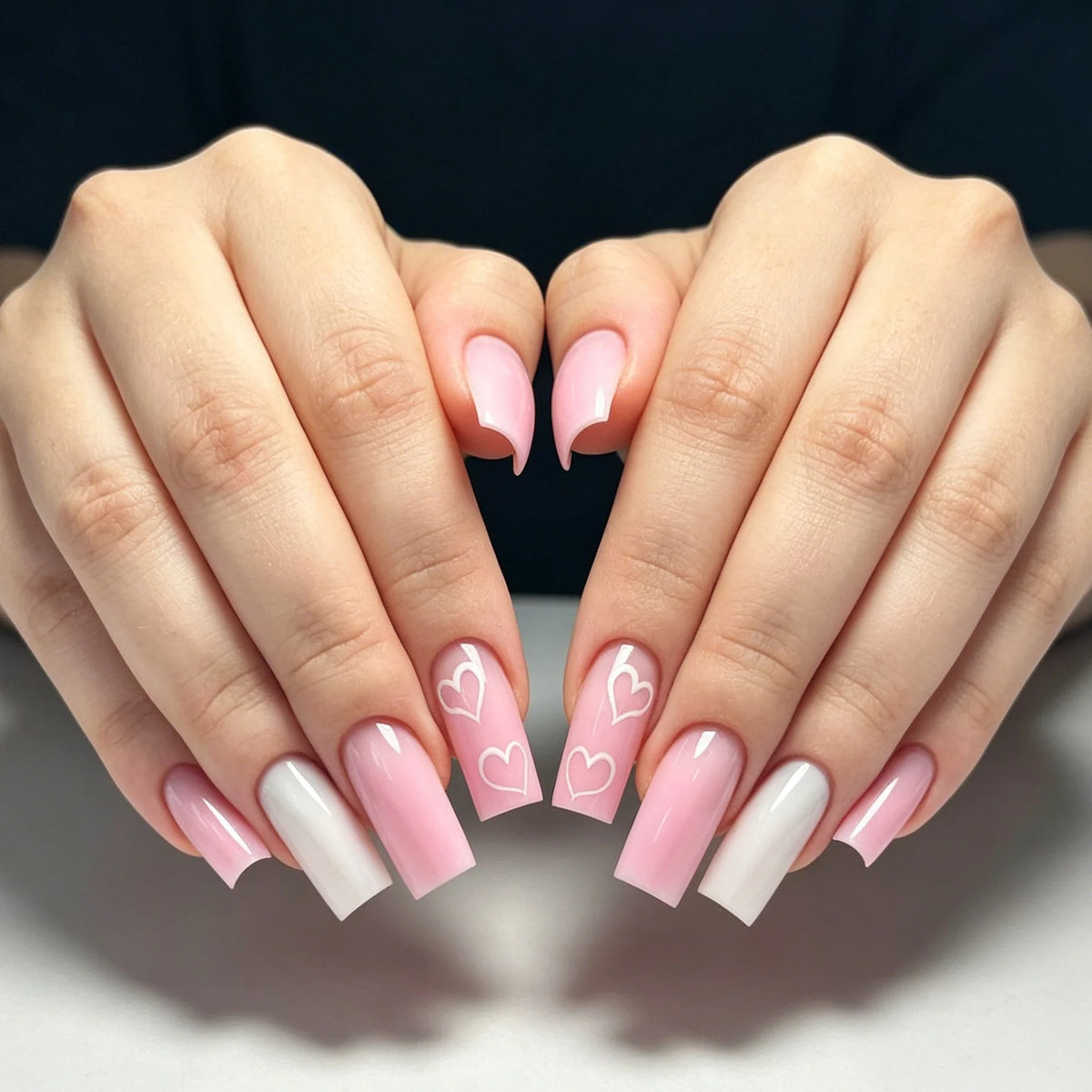 Nail Extensions Acrylic Heart-Embellished 24-Piece