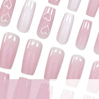 Nail Extensions Acrylic Heart-Embellished 24-Piece