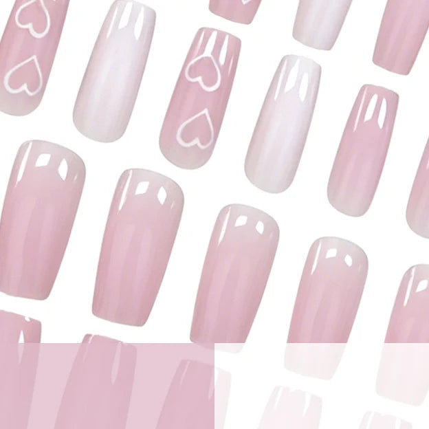 Nail Extensions Acrylic Heart-Embellished 24-Piece
