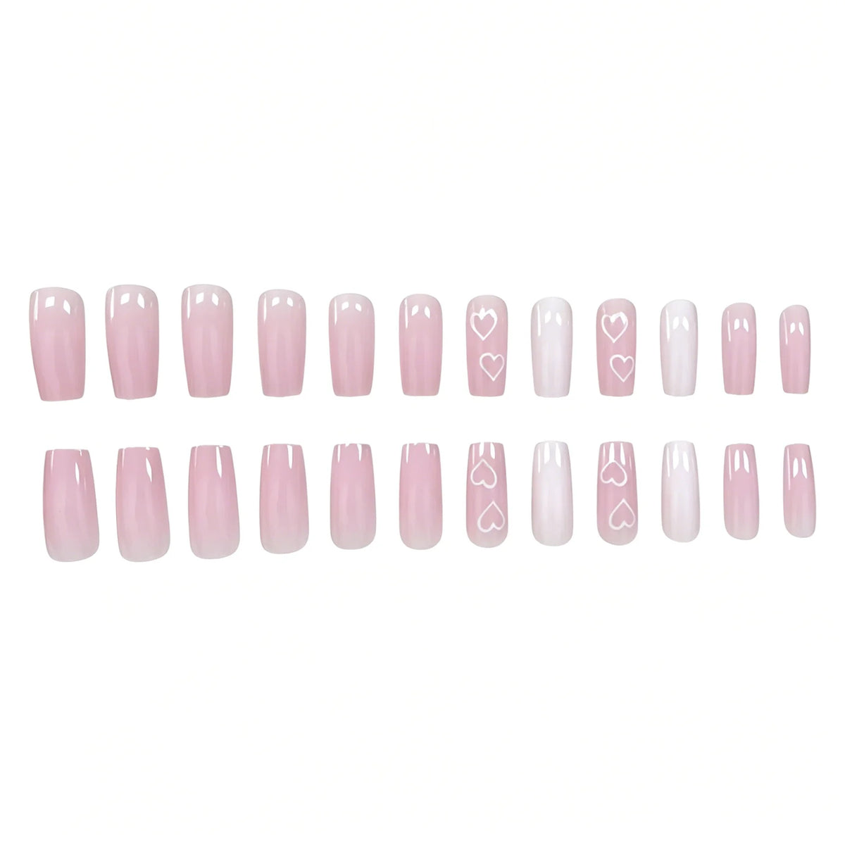 Nail Extensions Acrylic Heart-Embellished 24-Piece