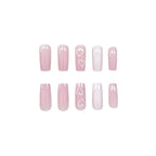 Nail Extensions Acrylic Heart-Embellished 24-Piece