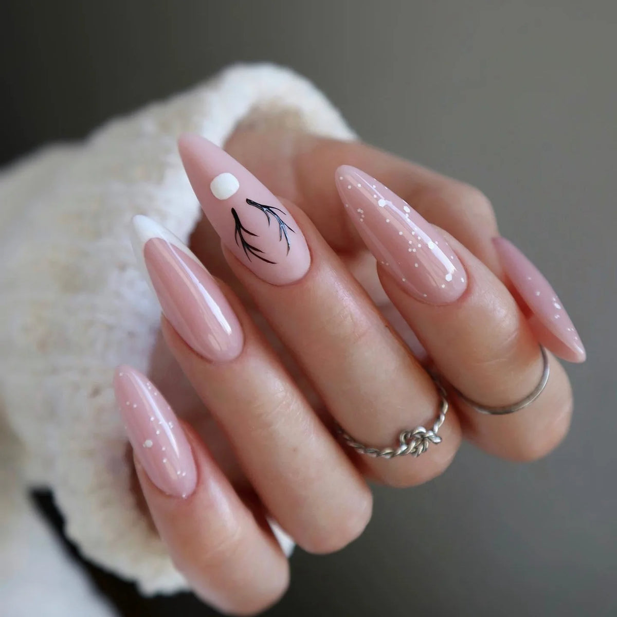 Nail Extensions Almond Shape Artistic Detailing Easy Application