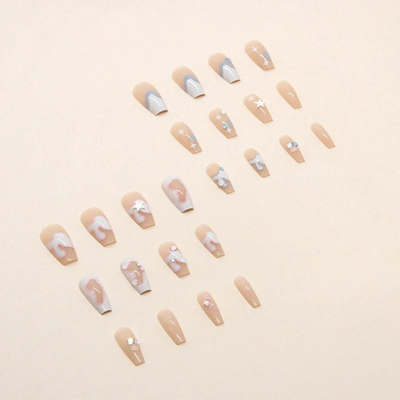 Nail Extensions Artistic Blue Designs Easy Apply & Trim