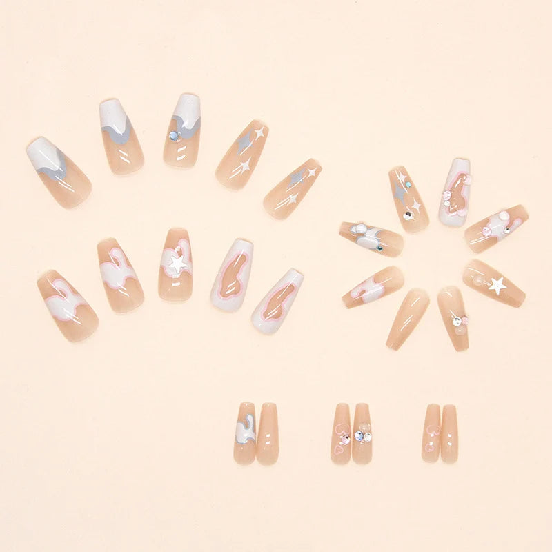 Nail Extensions Artistic Blue Designs Easy Apply & Trim