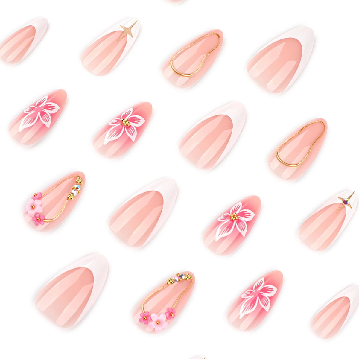 Nail Extensions Blue Floral Durable & Easy Application