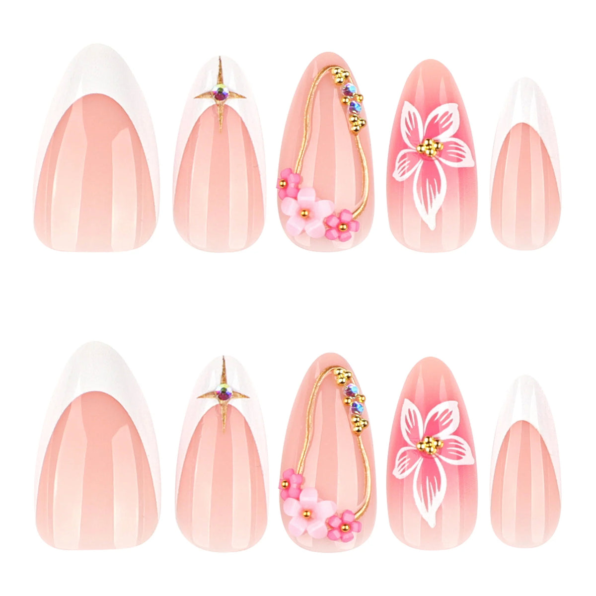 Nail Extensions Blue Floral Durable & Easy Application