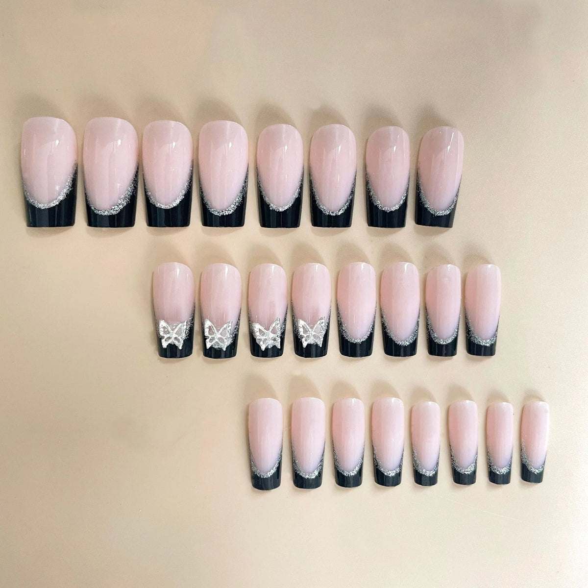 Nail Extensions Butterfly Design Reusable Dark Blue Jelly
