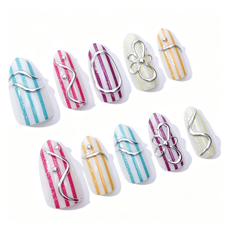 Nail Extensions Embellished Artistic Designs Easy-Apply & Long-Wear