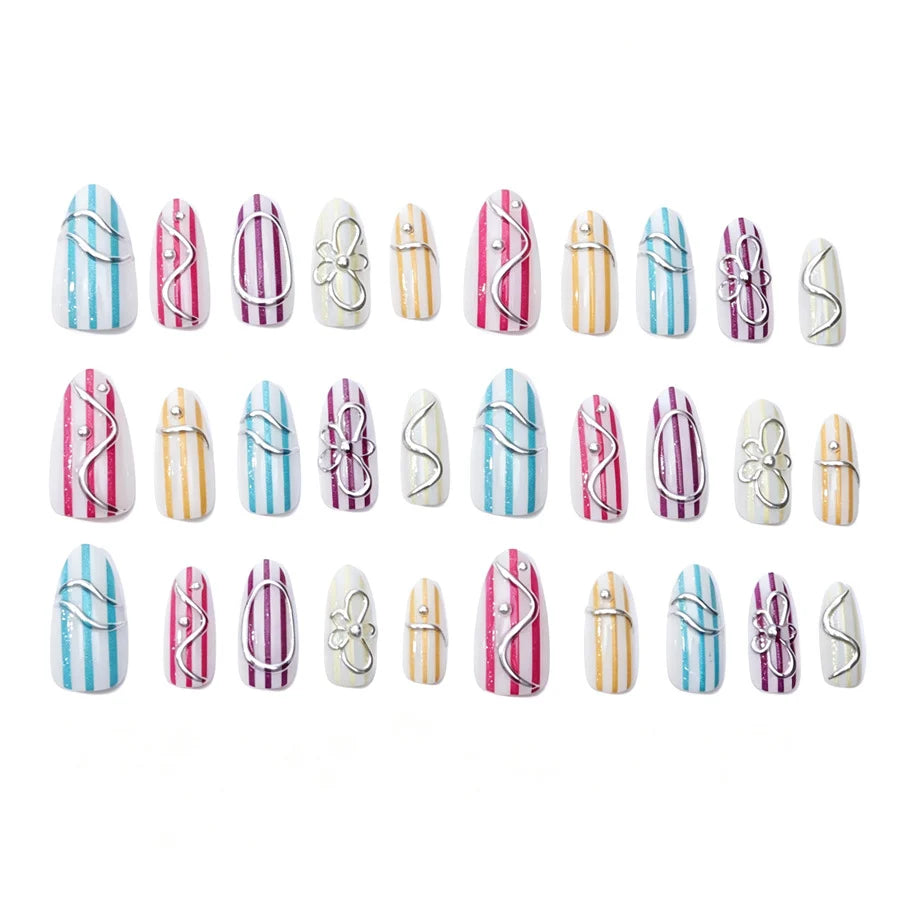 Nail Extensions Embellished Artistic Designs Easy-Apply & Long-Wear