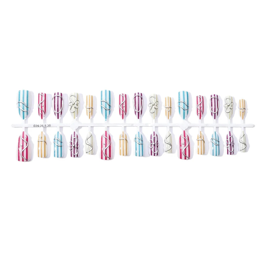 Nail Extensions Embellished Artistic Designs Easy-Apply & Long-Wear