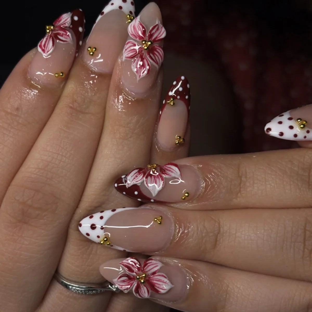 Nail Extensions Floral Acrylic Multiple Sizes