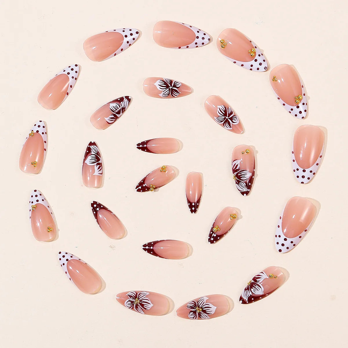 Nail Extensions Floral Acrylic Multiple Sizes