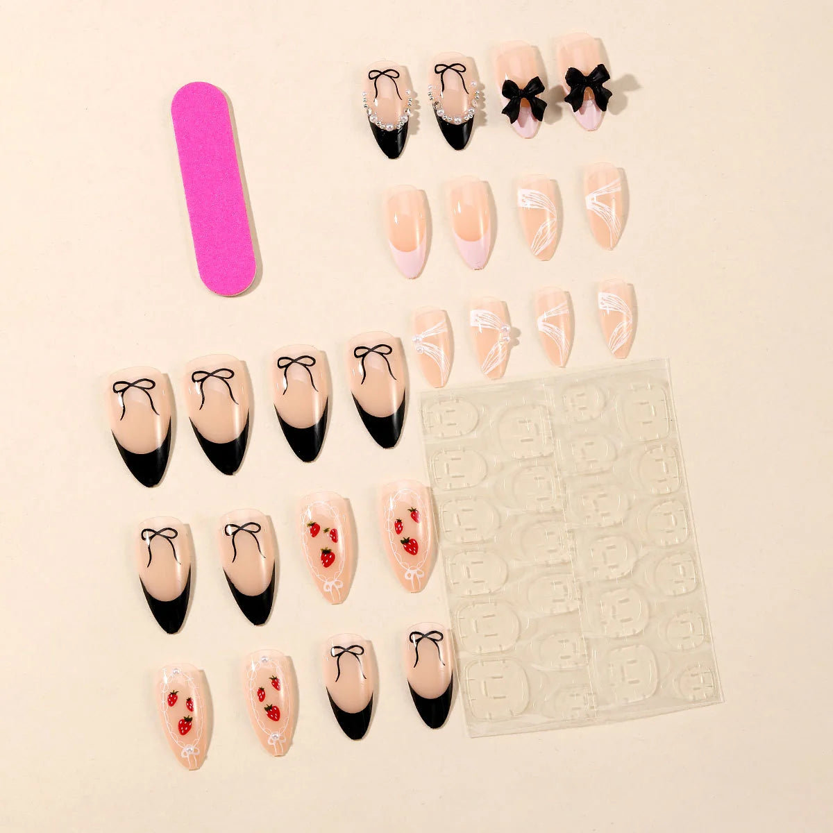 Nail Extensions Floral & Bow Easy Application