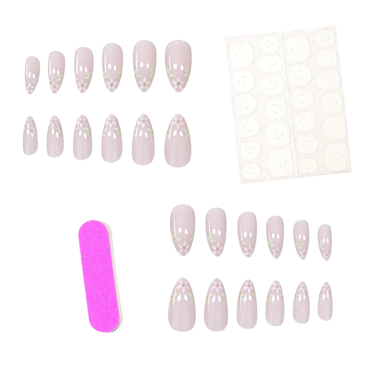 Nail Extensions Floral French Tip Easy Application & Comfortable Fit