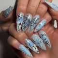Nail Extensions Floral & Glitter Design Easy Application
