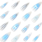 Nail Extensions Floral & Glitter Design Easy Application