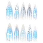 Nail Extensions Floral & Glitter Design Easy Application