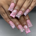 Nail Extensions French Tip Floral & Gem Acrylic