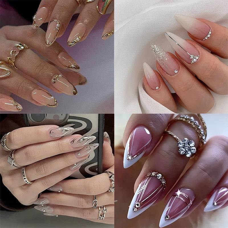 Nail Extensions Gelatin Tips Metallic Accents Comfort Fit