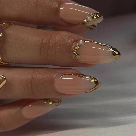 Nail Extensions Gelatin Tips Metallic Accents Comfort Fit