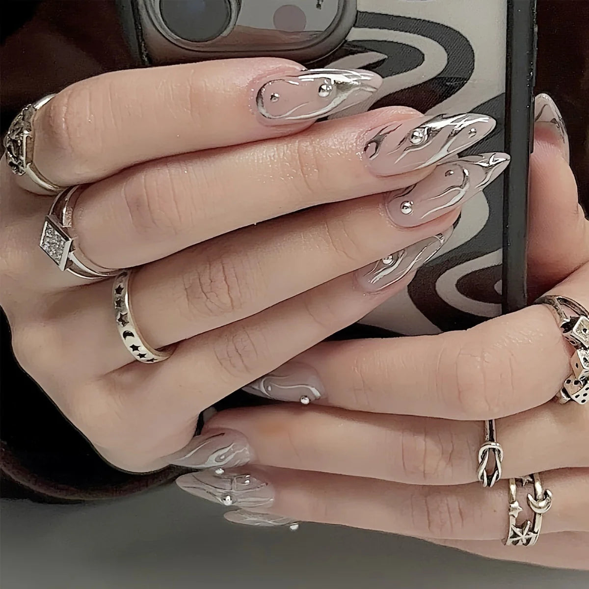 Nail Extensions Gelatin Tips Metallic Accents Comfort Fit