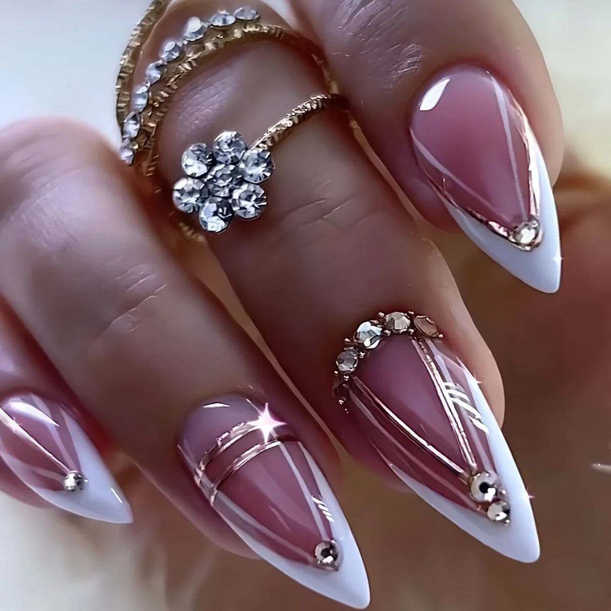Nail Extensions Gelatin Tips Metallic Accents Comfort Fit