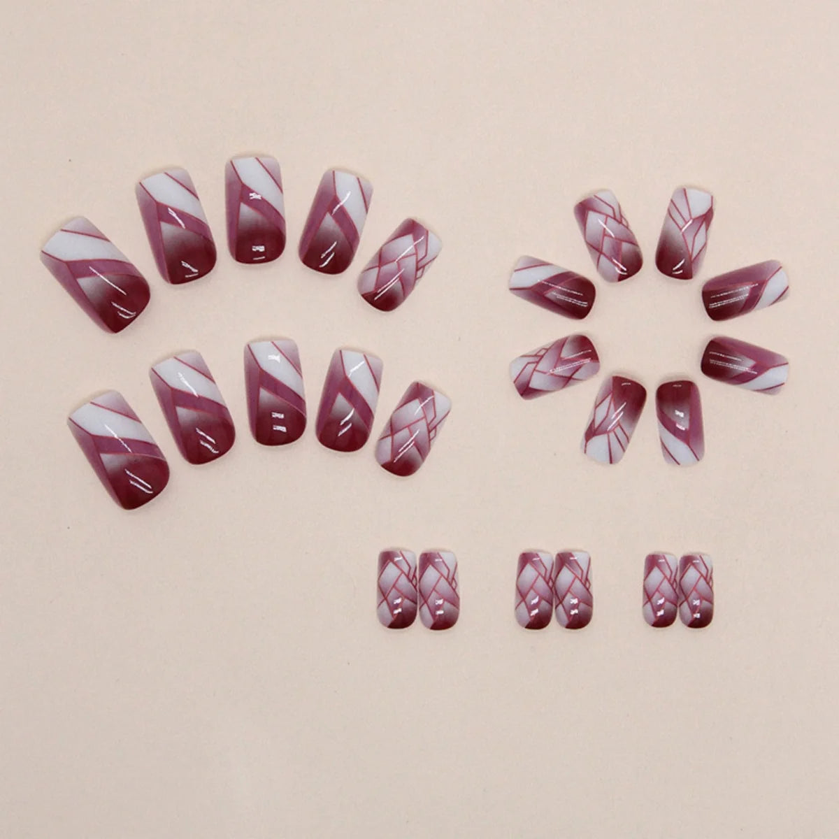 Nail Extensions Geometric Design Easy Application & Comfortable Fit