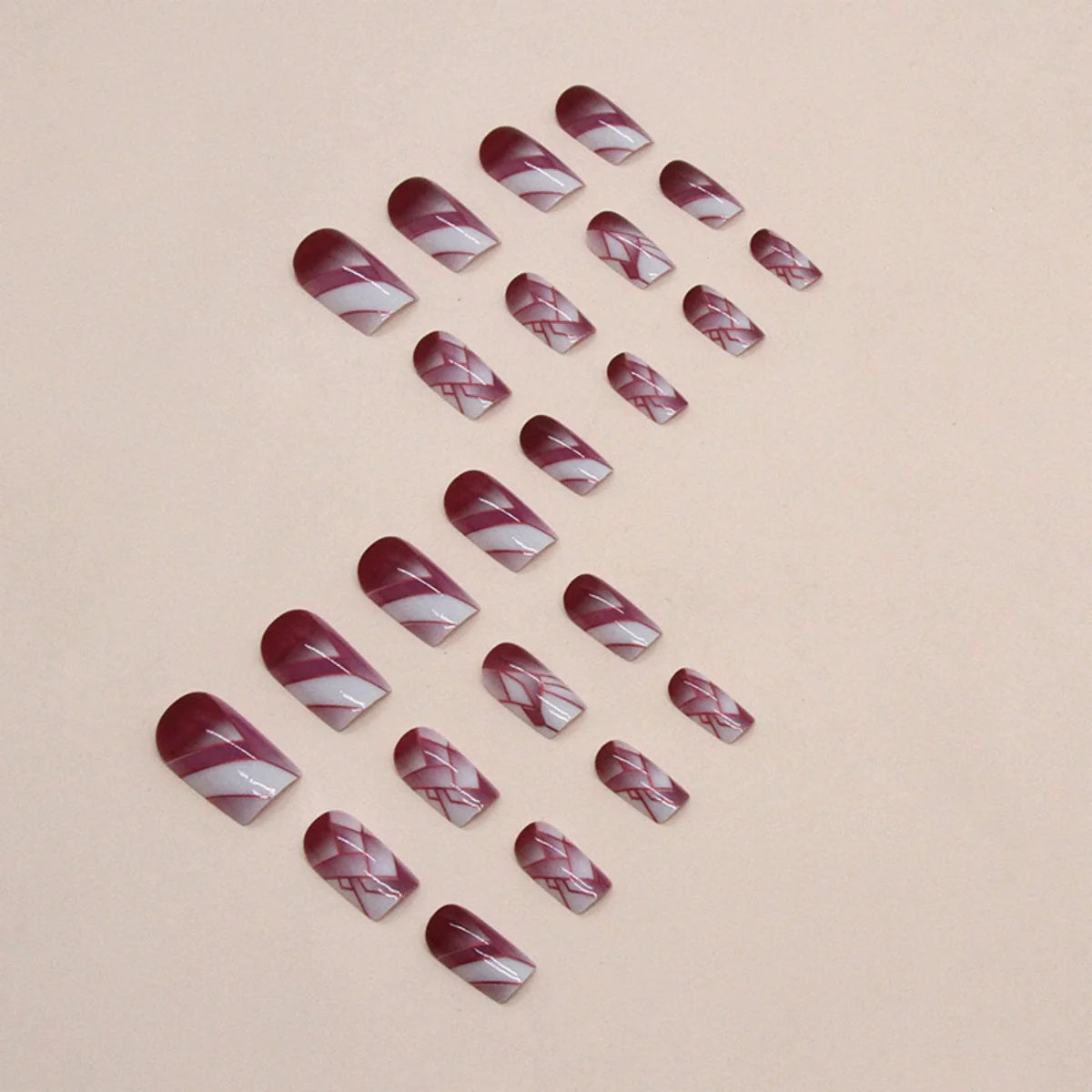 Nail Extensions Geometric Design Easy Application & Comfortable Fit